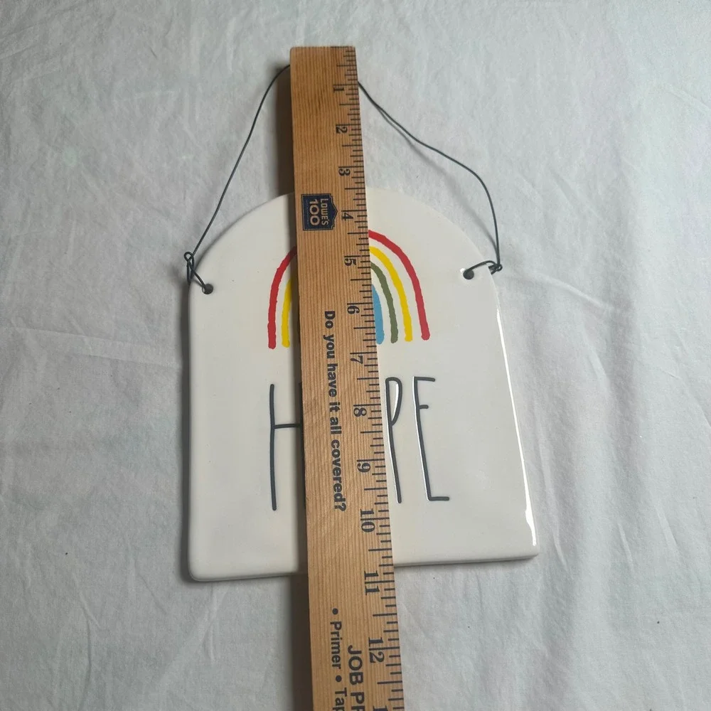 Rae Dunn HOPE Rainbow Ceramic Wall Hanging Plaque Magenta Artisan Collection